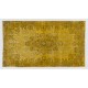 Yellow Overdyed Vintage Handmade Turkish Area Rug, Ideal for Modern Office & Home. 4.6 x 7.9 Ft (138 x 238 cm)