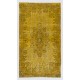 Yellow Overdyed Vintage Handmade Turkish Area Rug, Ideal for Modern Office & Home. 4.6 x 7.9 Ft (138 x 238 cm)