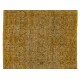 Yellow Overdyed Vintage Handmade Area Rug, Floral Pattern Turkish Carpet. 4.6 x 10.2 Ft (138 x 309 cm)