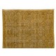 Yellow Overdyed Vintage Handmade Area Rug, Floral Pattern Turkish Carpet. 4.6 x 10.2 Ft (138 x 309 cm)