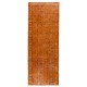 Orange Overdyed Runner Rug, Vintage Handmade Central Anatolian Hallway Carpet. 4.8 x 12.7 Ft (145 x 387 cm)