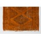 Distressed Orange Overdyed Runner Rug, Vintage Handmade Central Anatolian Hallway Carpet. 5 x 10 Ft (150 x 305 cm)