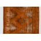 Distressed Orange Overdyed Runner Rug, Vintage Handmade Central Anatolian Hallway Carpet. 5 x 10 Ft (150 x 305 cm)