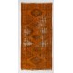 Distressed Orange Overdyed Runner Rug, Vintage Handmade Central Anatolian Hallway Carpet. 5 x 10 Ft (150 x 305 cm)