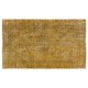 Yellow Overdyed Vintage Handmade Turkish Area Rug, Ideal for Modern Office & Home. 5.2 x 8.5 Ft (157 x 257 cm)