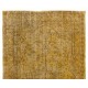 Yellow Overdyed Vintage Handmade Turkish Area Rug, Ideal for Modern Office & Home. 5.2 x 8.5 Ft (157 x 257 cm)
