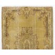 Yellow Overdyed Vintage Handmade Turkish Area Rug, Ideal for Modern Office & Home. 5.2 x 8.9 Ft (158 x 270 cm)