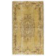 Yellow Overdyed Vintage Handmade Turkish Area Rug, Ideal for Modern Office & Home. 5.2 x 8.9 Ft (158 x 270 cm)