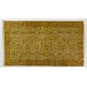 Yellow Overdyed Vintage Handmade Area Rug, Floral Pattern Turkish Carpet. 5.3 x 9 Ft (160 x 275 cm)