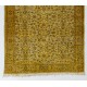 Yellow Overdyed Vintage Handmade Area Rug, Floral Pattern Turkish Carpet. 5.3 x 9 Ft (160 x 275 cm)