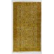 Yellow Overdyed Vintage Handmade Area Rug, Floral Pattern Turkish Carpet. 5.3 x 9 Ft (160 x 275 cm)