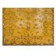 Yellow Overdyed Vintage Handmade Turkish Area Rug, Ideal for Modern Office & Home. 5.4 x 9 Ft (164 x 272 cm)
