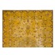 Yellow Overdyed Vintage Handmade Turkish Area Rug, Ideal for Modern Office & Home. 5.4 x 9 Ft (164 x 272 cm)