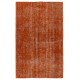 Distressed Orange Overdyed Vintage Handmade Turkish Area Rug, Great 4 Modern Interiors. 5.5 x 8.5 Ft (167 x 258 cm)
