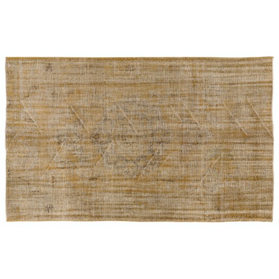 Yellow Overdyed Vintage Handmade Turkish Area Rug, Ideal for Modern Office & Home. 5.6 x 8.9 Ft (168 x 270 cm)