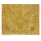 Yellow Overdyed Vintage Handmade Turkish Area Rug, Ideal for Modern Office & Home. 5.6 x 9 Ft (168 x 274 cm)