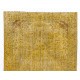 Yellow Overdyed Vintage Handmade Turkish Area Rug, Ideal for Modern Office & Home. 5.6 x 9 Ft (168 x 274 cm)