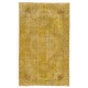 Yellow Overdyed Vintage Handmade Turkish Area Rug, Ideal for Modern Office & Home. 5.6 x 9 Ft (168 x 274 cm)