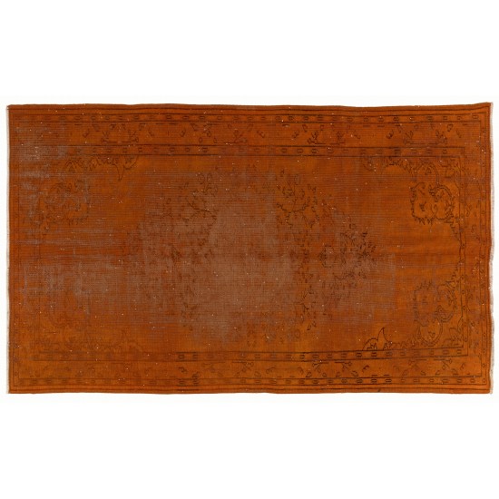 Orange Overdyed Vintage Handmade Turkish Area Rug, Great 4 Modern Interiors. 5.6 x 9.2 Ft (168 x 279 cm)