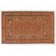 Orange Overdyed Rug, Vintage Handmade Central Anatolian Carpet. 5.6 x 8.9 Ft (170 x 270 cm)