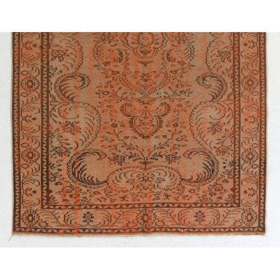 Orange Overdyed Rug, Vintage Handmade Central Anatolian Carpet. 5.6 x 8.9 Ft (170 x 270 cm)