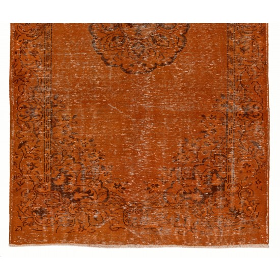 Orange Overdyed Vintage Handmade Turkish Area Rug, Great 4 Modern Interiors. 5.6 x 9.3 Ft (170 x 281 cm)