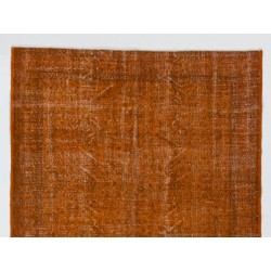Orange Overdyed Rug, Vintage Handmade Central Anatolian Carpet. 5.7 x 8.7 Ft (173 x 263 cm)