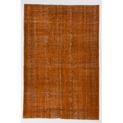 Orange Overdyed Rug, Vintage Handmade Central Anatolian Carpet. 5.7 x 8.7 Ft (173 x 263 cm)