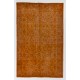 Orange Overdyed Vintage Handmade Turkish Area Rug with Floral Design. 5.8 x 9 Ft (175 x 276 cm)