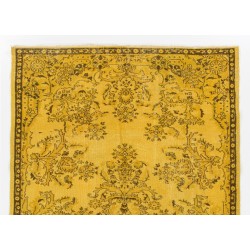 Yellow Overdyed Vintage Handmade Turkish Area Rug, Ideal for Modern Office & Home. 5.9 x 8.7 Ft (177 x 265 cm)