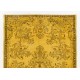 Yellow Overdyed Vintage Handmade Turkish Area Rug, Ideal for Modern Office & Home. 5.9 x 8.7 Ft (177 x 265 cm)