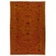 Burnt Orange Overdyed Vintage Handmade Turkish Area Rug, Great 4 Modern Interiors. 6 x 8.8 Ft (183 x 268 cm)