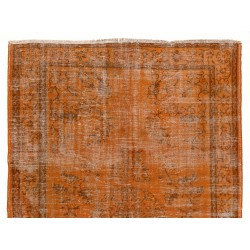 Distressed Orange Overdyed Vintage Handmade Turkish Area Rug, Great 4 Modern Interiors. 6 x 8.9 Ft (184 x 269 cm)