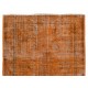 Distressed Orange Overdyed Vintage Handmade Turkish Area Rug, Great 4 Modern Interiors. 6 x 8.9 Ft (184 x 269 cm)