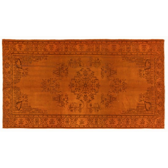 Unique Orange Overdyed Vintage Handmade Turkish Area Rug, Great 4 Modern Interiors. 6 x 10.3 Ft (184 x 313 cm)