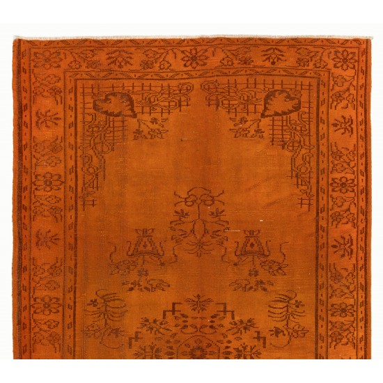 Unique Orange Overdyed Vintage Handmade Turkish Area Rug, Great 4 Modern Interiors. 6 x 10.3 Ft (184 x 313 cm)