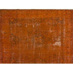 Burnt Orange Overdyed Vintage Handmade Turkish Wool Rug, Great 4 Modern Interiors. 6.3 x 11 Ft (190 x 334 cm)