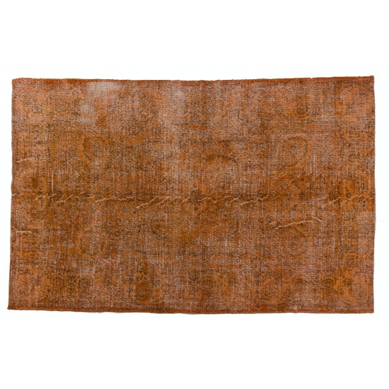 Distressed Orange Overdyed Vintage Handmade Turkish Rug, Great 4 Modern Interiors. 6.3 x 9.9 Ft (192 x 299 cm)