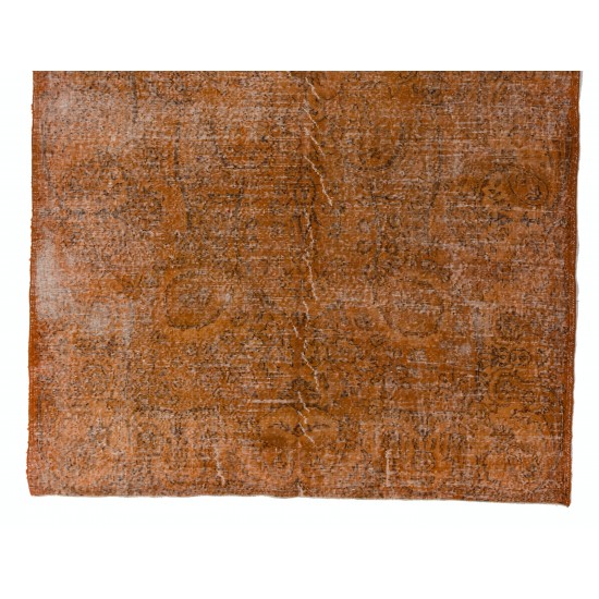 Distressed Orange Overdyed Vintage Handmade Turkish Rug, Great 4 Modern Interiors. 6.3 x 9.9 Ft (192 x 299 cm)