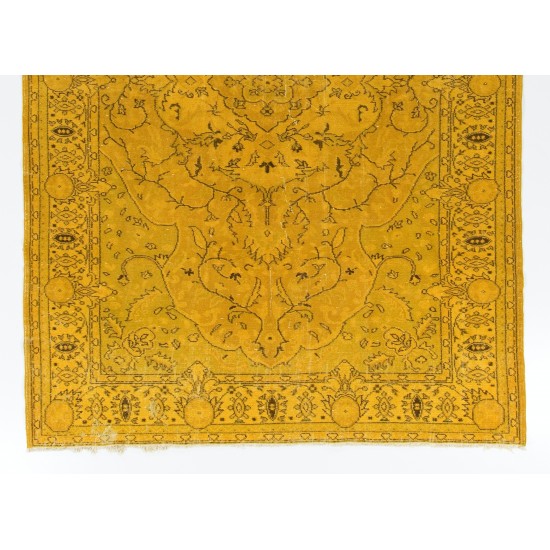 Yellow Overdyed Vintage Handmade Turkish Area Rug, Ideal for Modern Office & Home. 6.6 x 9.8 Ft (200 x 296 cm)