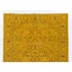 Yellow Overdyed Vintage Handmade Turkish Area Rug, Ideal for Modern Office & Home. 6.6 x 9.8 Ft (200 x 296 cm)