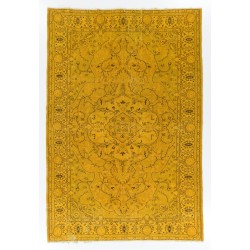 Yellow Overdyed Vintage Handmade Turkish Area Rug, Ideal for Modern Office & Home. 6.6 x 9.8 Ft (200 x 296 cm)