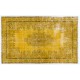 Yellow Overdyed Vintage Handmade Turkish Area Rug, Ideal for Modern Office & Home. 6.6 x 10 Ft (200 x 307 cm)