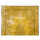 Yellow Overdyed Vintage Handmade Turkish Area Rug, Ideal for Modern Office & Home. 6.6 x 10 Ft (200 x 307 cm)