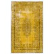 Yellow Overdyed Vintage Handmade Turkish Area Rug, Ideal for Modern Office & Home. 6.6 x 10 Ft (200 x 307 cm)