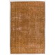 Orange Overdyed Vintage Handmade Turkish Area Rug with Floral Design. 6.7 x 10.2 Ft (204 x 310 cm)