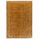 Orange Overdyed Vintage Handmade Turkish Area Rug with Floral Design. 6.8 x 9.7 Ft (205 x 295 cm)
