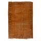 Orange Overdyed Vintage Handmade Turkish Rug, Wool and Cotton Carpet. 7.3 x 10.5 Ft (220 x 320 cm)