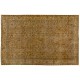Yellow Overdyed Vintage Handmade Area Rug, Floral Pattern Turkish Carpet. 7.5 x 10.5 Ft (226 x 320 cm)