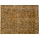 Yellow Overdyed Vintage Handmade Area Rug, Floral Pattern Turkish Carpet. 7.5 x 10.5 Ft (226 x 320 cm)